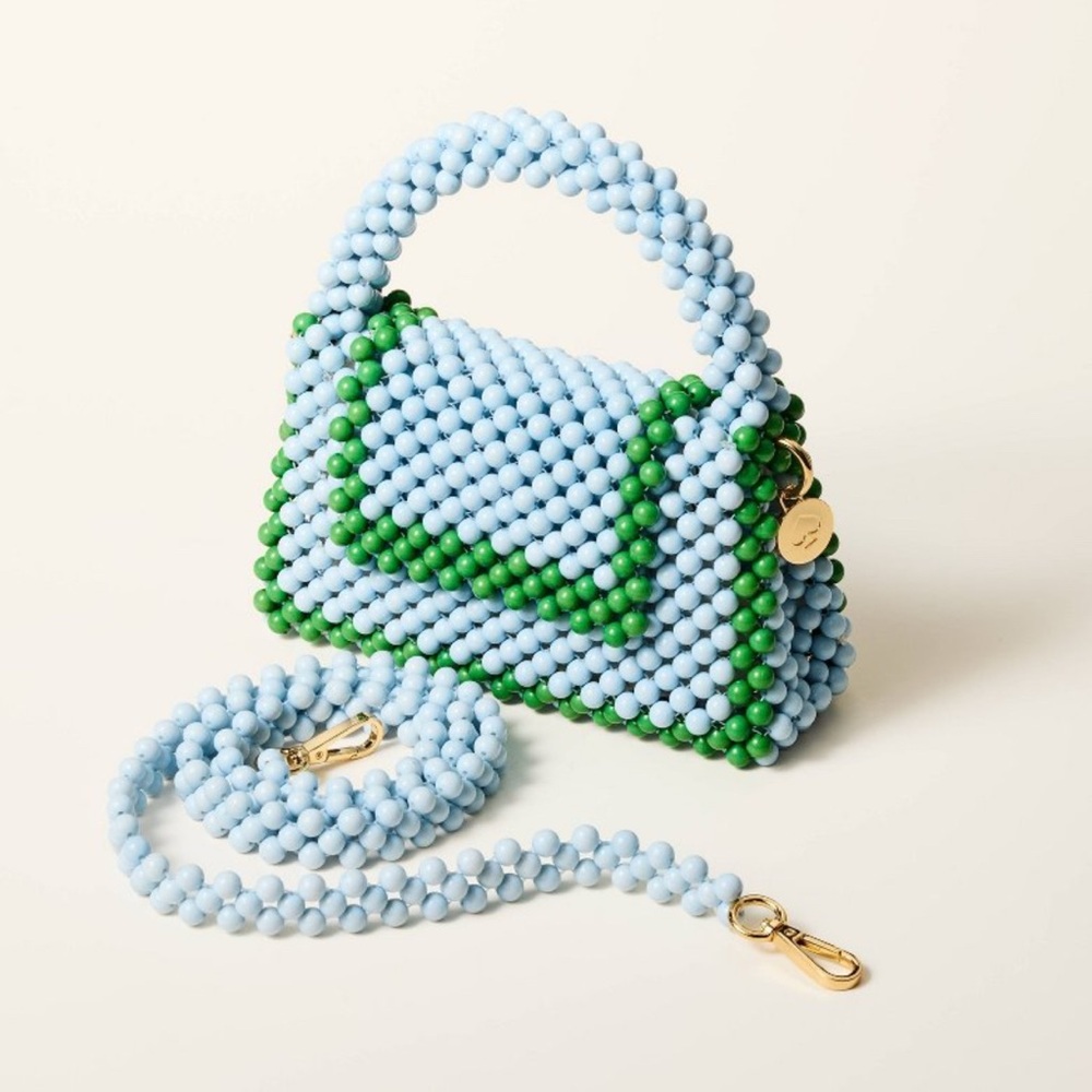 Kate Spade x Target NWT Blue and Green Colorblock Beaded Crossbody Bag - Picture 2 of 10